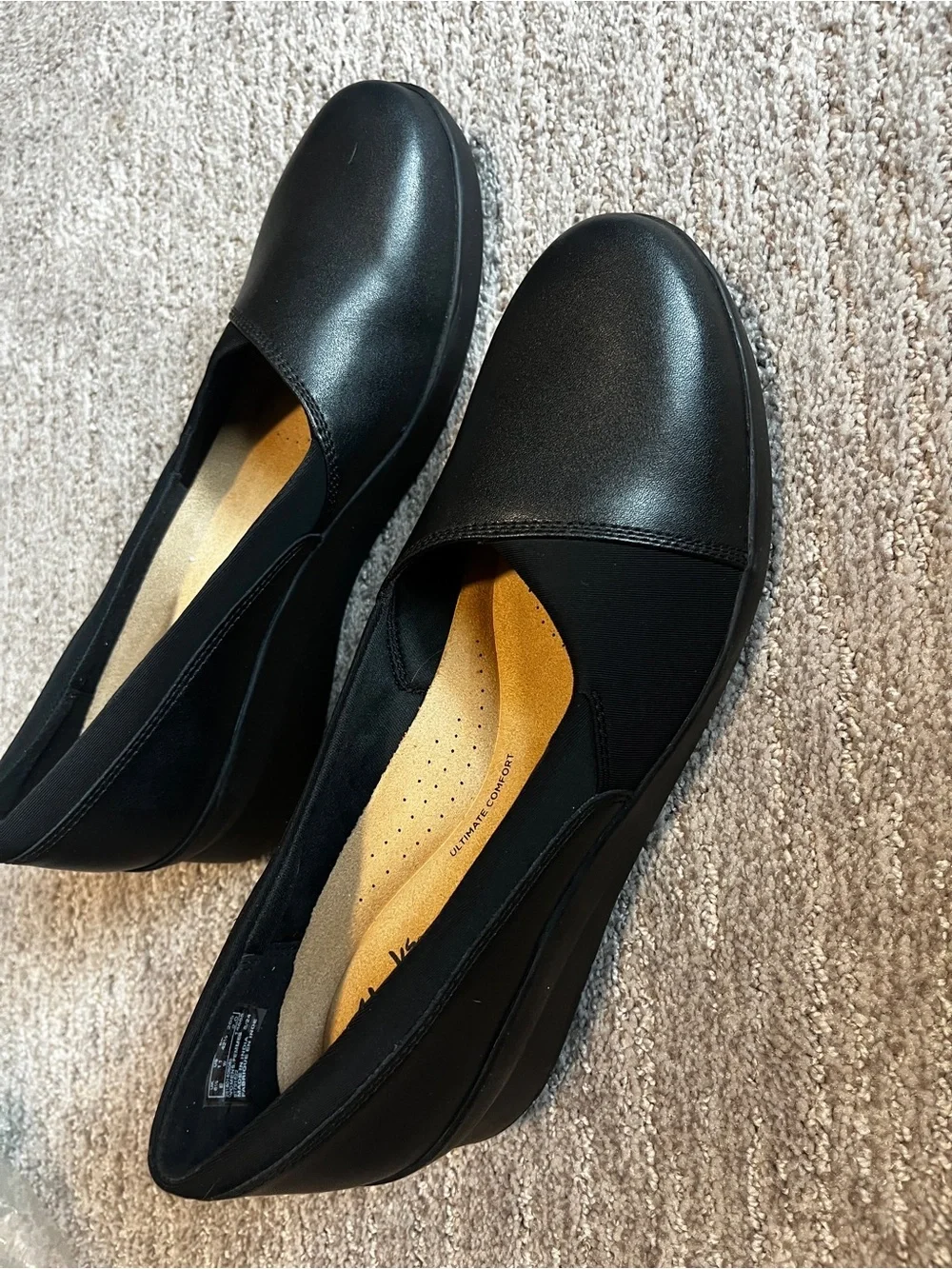 Clarks Women's Suttyn Walk Wedge Blk leather 11W 1281-1